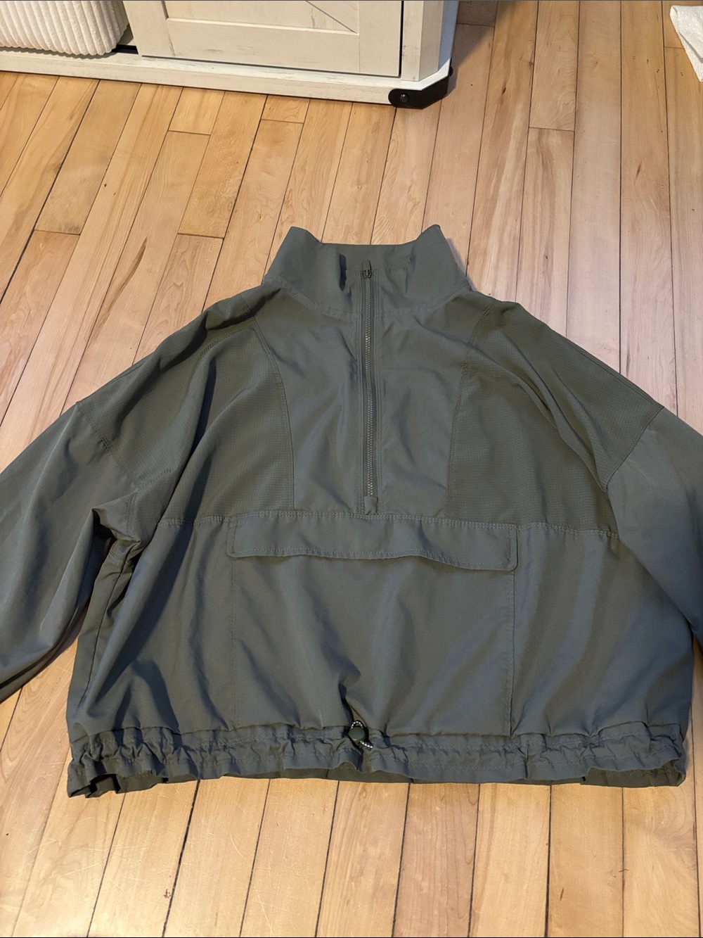 Olive Green Half-Zip Windbreaker Pullover